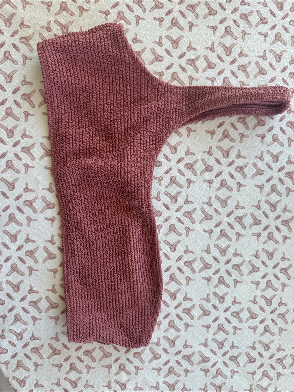 La Hearts Ribbed Bikini Top - Mauve
